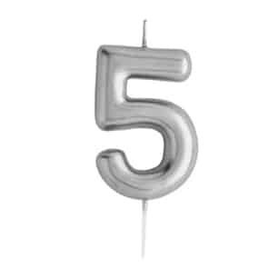 شمعه رقم 5 لون فضي