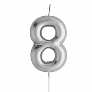 شمعه رقم 8 لون فضي