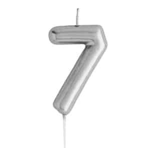 شمعه رقم 7 لون فضي