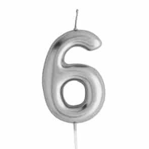 شمعه رقم 6 لون فضي