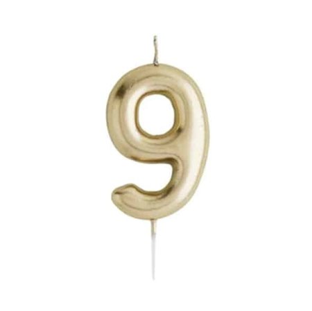 شمعه رقم 9 لون ذهبي
