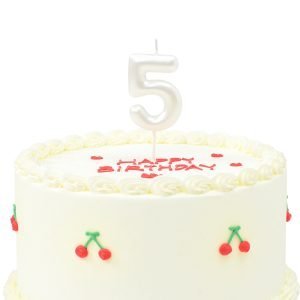 شمعه رقم 5 لون أبيض