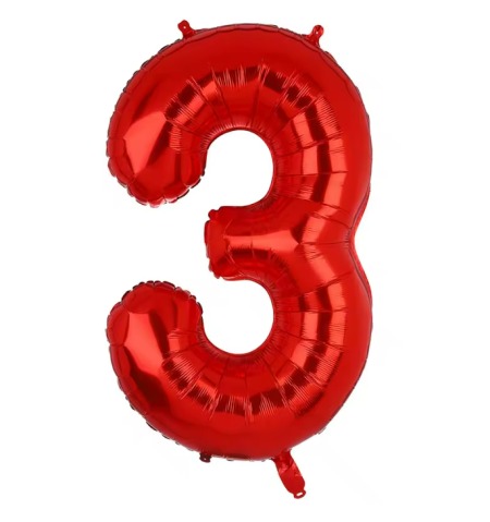 بالون رقم 3 لون أحمر