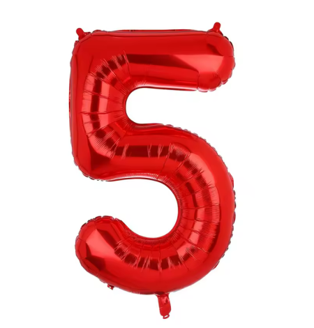 بالون رقم 5 لون أحمر