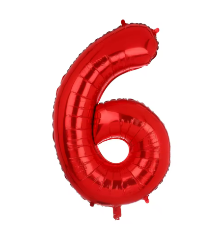 بالون رقم 6 لون أحمر