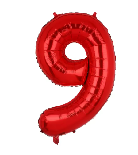 بالون رقم 9 لون أحمر