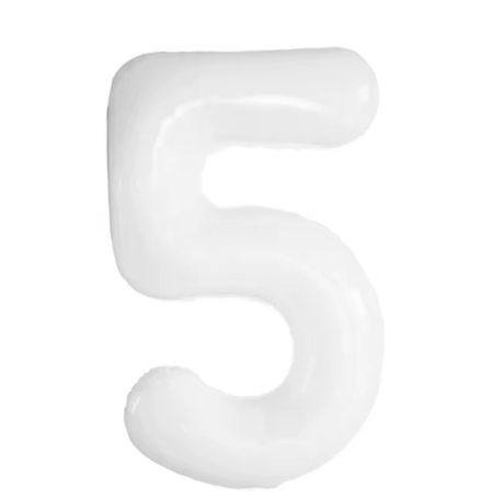 بالون رقم 5 لون أبيض