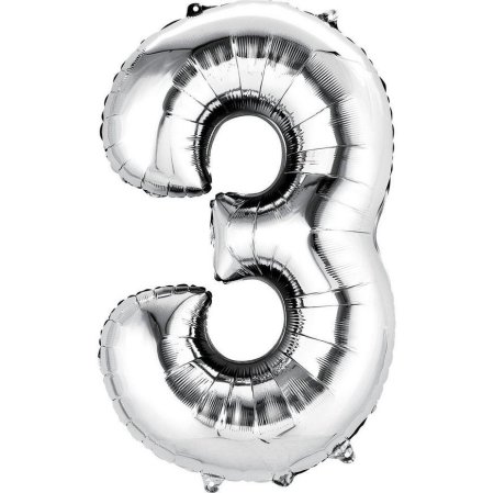 بالون رقم 3 لون فضي