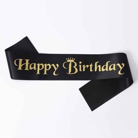 وشاح Happy Birthday أسود