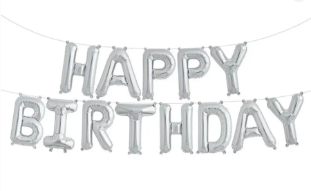 بالونة كلمة HAPPY BIRTHDAY فضي