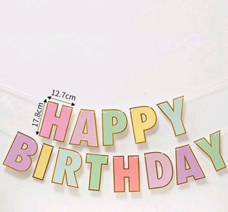 حبل زينة Happy Birthday ألوان الباستيل
